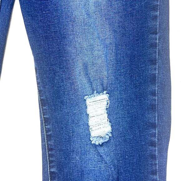 Bamboo Womens Distressed Straight Mid Rise Blue Denim Jeans Size 16 - Picture 5 of 16